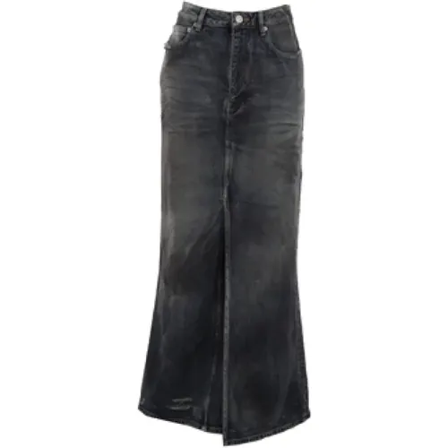 Blue Denim Skirt with Consumed Effect , female, Sizes: XS, S - Balenciaga - Modalova