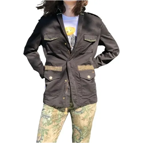 Elba Kurze Jacke mit Tailliertem Kragen und Dekorativen Details , Damen, Größe: M - Mason's - Modalova