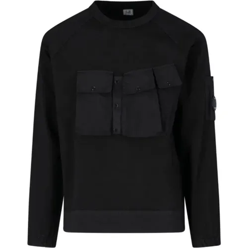 Heavy Jersey Mixed Sweatshirt with Adjustable Hem and Technical Chest Pockets , male, Sizes: L - C.P. Company - Modalova