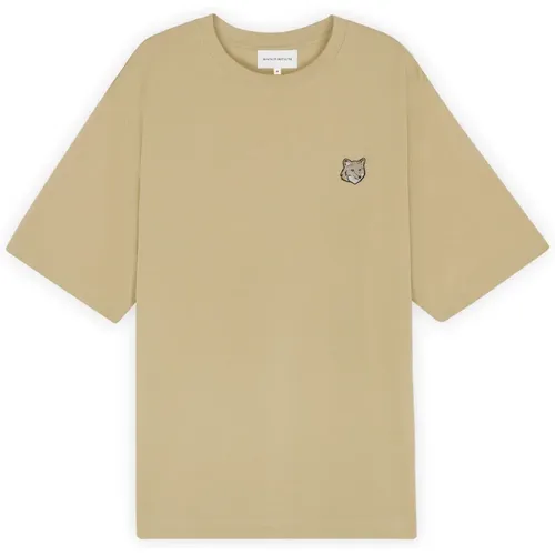 Mutiges Fuchskopf-Patch T-Shirt , Herren, Größe: L - Maison Kitsuné - Modalova