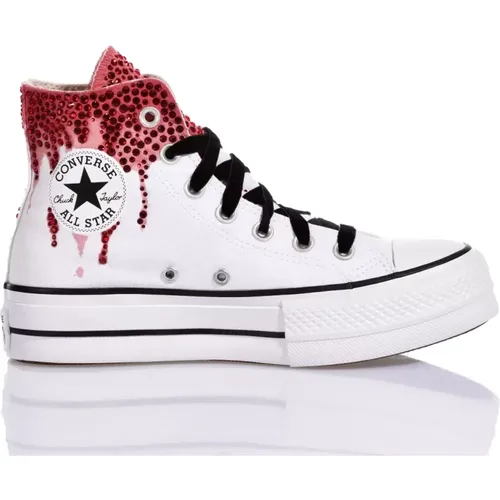 Handgefertigte Damen Sneakers Weiß Rot , Damen, Größe: 36 1/2 EU - Converse - Modalova