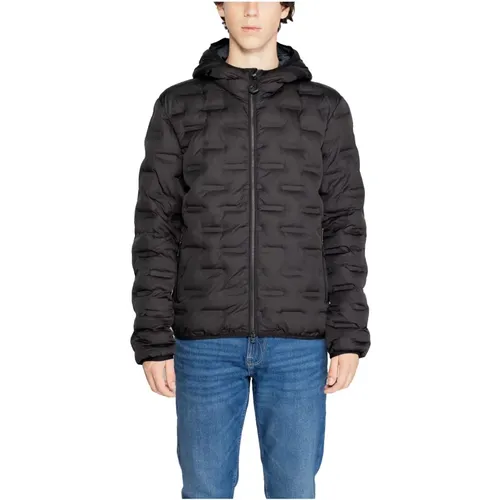 Schwarze Kapuzen-Zip-Jacke Herren Herbst/Winter , Herren, Größe: L - Replay - Modalova