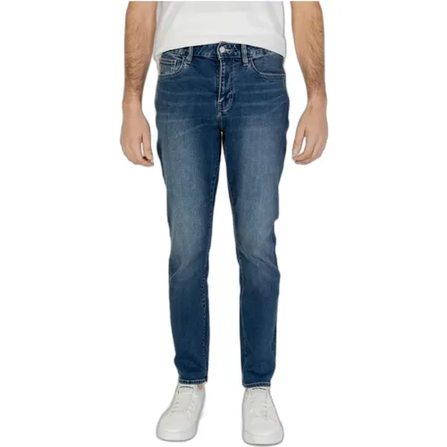 Blaue Baumwollmischung Reißverschluss Jeans , Herren, Größe: W32 L30 - Armani Exchange - Modalova