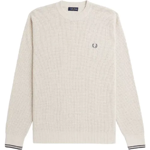 Cremefarbener Rundhalspullover Aw24 , Herren, Größe: S - Fred Perry - Modalova