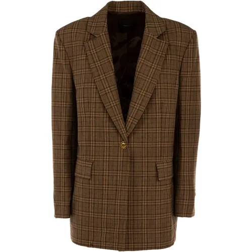 Damen Kamel/ Winter Check Blazer , Damen, Größe: S - pinko - Modalova