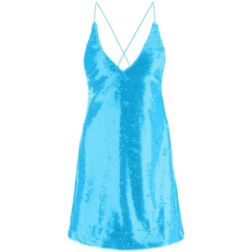 Pailletten Mini-Kleid mit V-Ausschnitt , Damen, Größe: XS - Ganni - Modalova