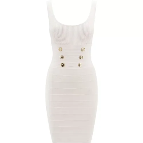 Weiße ärmellose Kleid mit Metallknöpfen , Damen, Größe: XS - pinko - Modalova