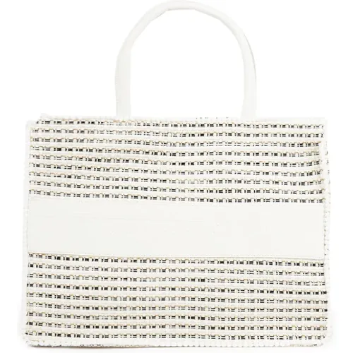 Jacquard Shopping Bag in White/Beige , female, Sizes: ONE SIZE - Marc Ellis - Modalova