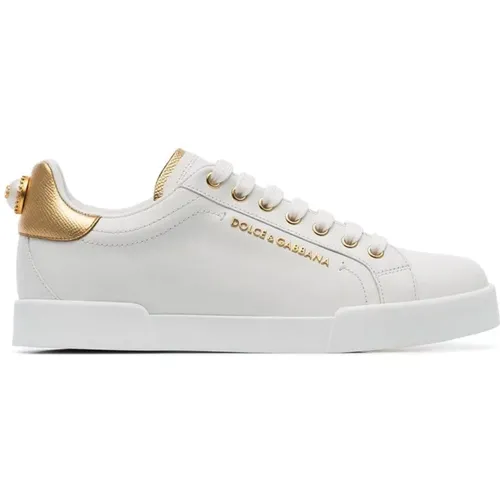 Sneakers with Faux-Pearl Embellishment , female, Sizes: 2 1/2 UK, 4 1/2 UK, 4 UK, 3 1/2 UK, 3 UK, 2 UK, 5 UK, 5 1/2 UK - Dolce & Gabbana - Modalova