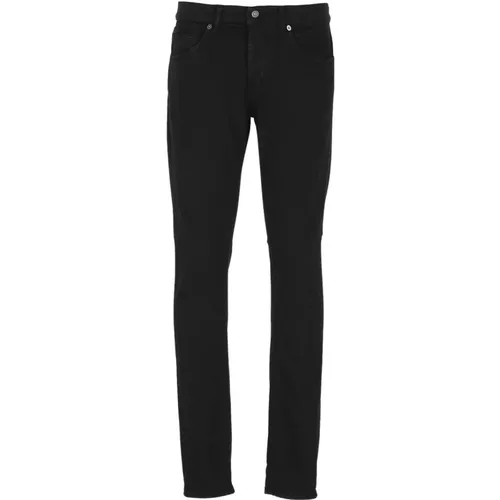 Schwarze Slim-Fit Jeans mit Metall-Monogramm , Herren, Größe: W33 - Dondup - Modalova