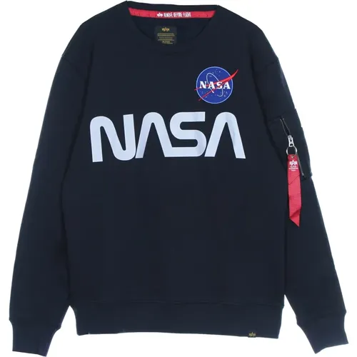 Reflektierender Nasa Crewneck Sweatshirt Blau - alpha industries - Modalova