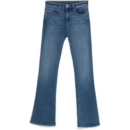 Klare Blaue Flared Denim Jeans , Damen, Größe: W26 - Emporio Armani - Modalova