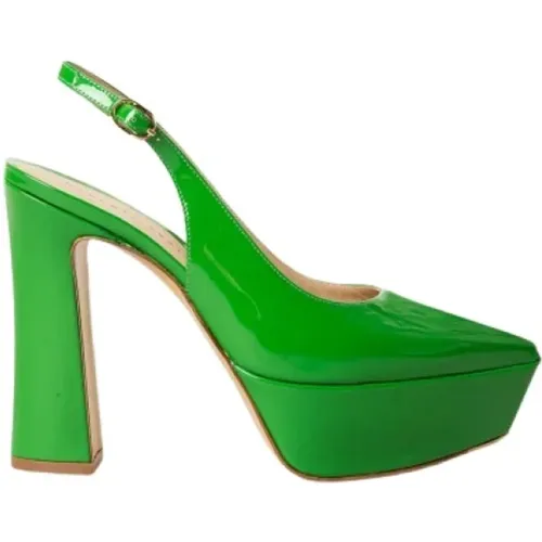 Grüne Slingback-Sandalen aus Lackleder , Damen, Größe: 38 EU - Roberto Festa - Modalova