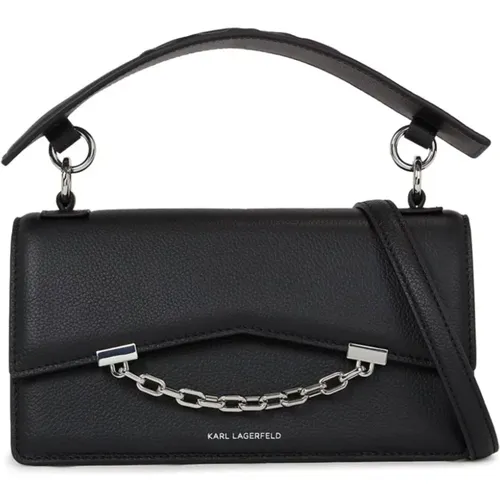 Grainy Shoulder Bag with Silver Logo , female, Sizes: ONE SIZE - Karl Lagerfeld - Modalova