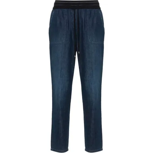 Blaue Denim Kordelzug Tapered Jeans - Lorena Antoniazzi - Modalova