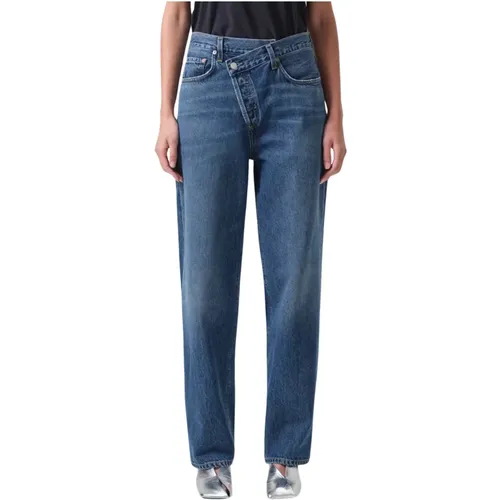 Straight Criss Cross Jeans , female, Sizes: W26, W25, W28, W24, W27 - Agolde - Modalova