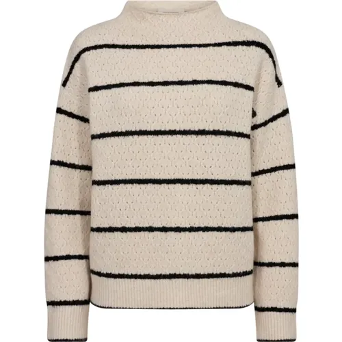 Gestreifter hoher Hals Pullover off white - FREEQUENT - Modalova