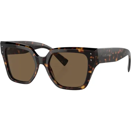 Dunkel Havana/Braune Sonnenbrille , Damen, Größe: 52 MM - Dolce & Gabbana - Modalova