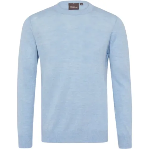 Hellblauer Leinen Rundhals Pullover - Oscar Jacobson - Modalova