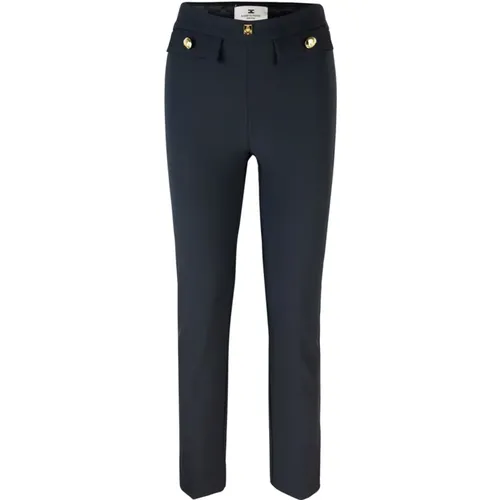 Schwarze Slim Fit Hose mit Monogramm-Futter , Damen, Größe: S - Elisabetta Franchi - Modalova