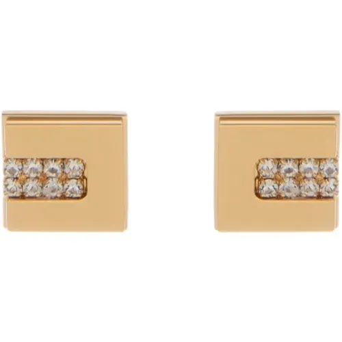 Square Band Earrings with Clear Stones , female, Sizes: ONE SIZE - Elisabetta Franchi - Modalova
