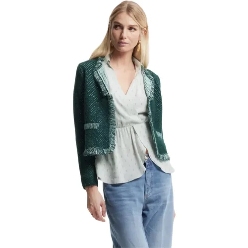 Alpaka-Mischung Cardigan mit Fransen , Damen, Größe: L - Kocca - Modalova