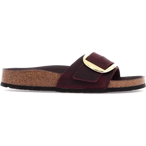 Madrid Big Buckle Slides aus Geöltem Leder , Damen, Größe: 38 EU - Birkenstock - Modalova