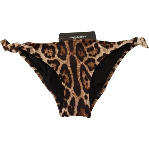 Brauner Leopardenmuster Bikini Slip , Damen, Größe: L - Dolce & Gabbana - Modalova