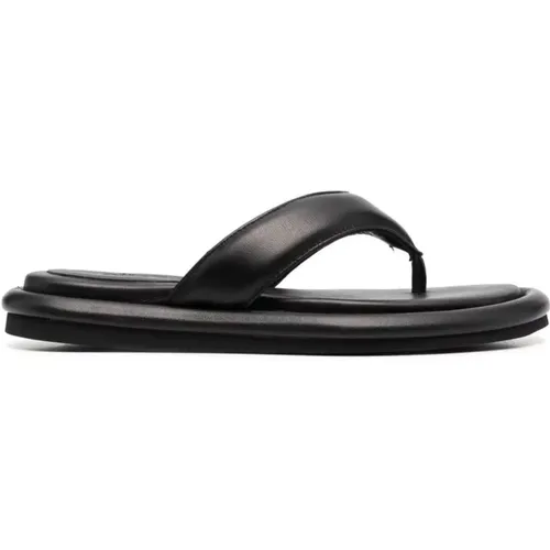 Schwarze Leder-Open-Flats-Mules , Damen, Größe: 41 EU - Gia Borghini - Modalova