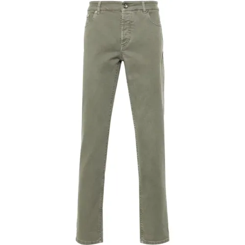 Grüne Stretch-Baumwoll-Jeans mit geradem Bein - BRUNELLO CUCINELLI - Modalova