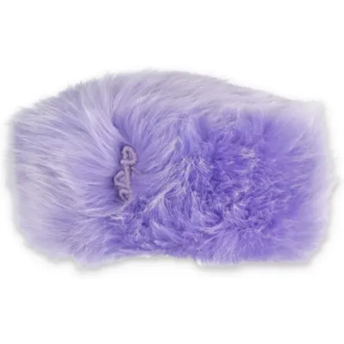 Lilac Embroidered Fur Woman Hat , female, Sizes: S/M, M/L - Ruslan Baginskiy - Modalova