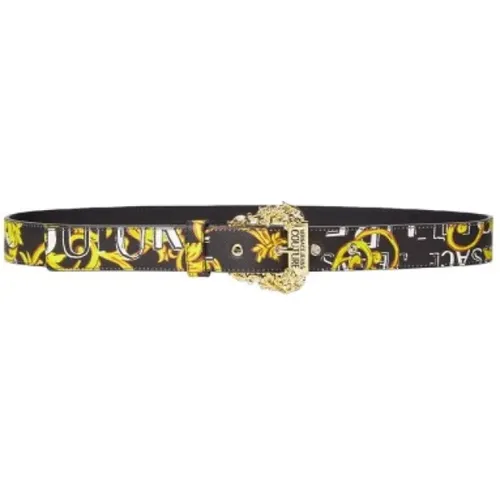 Leather Belt Baroque Print Logo , female, Sizes: 80 CM, 85 CM - Versace - Modalova