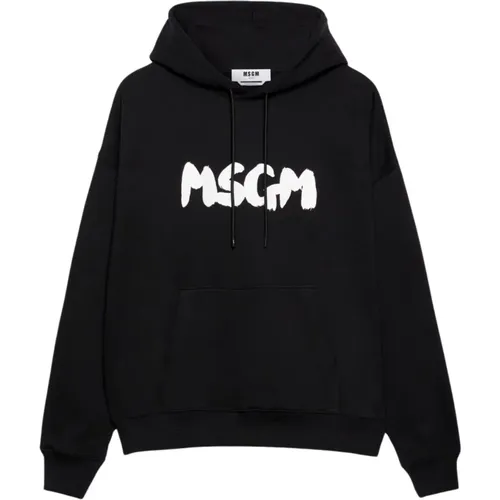 Logo Print Hooded Sweater , male, Sizes: M, L, S, XL - Msgm - Modalova