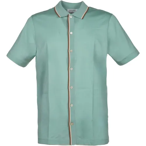 Mintgrünes Bowlinghemd , Herren, Größe: 2XL - Gran Sasso - Modalova