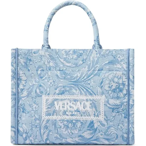 Pink Athena Jacquard Logo Bag , female, Sizes: ONE SIZE - Versace - Modalova
