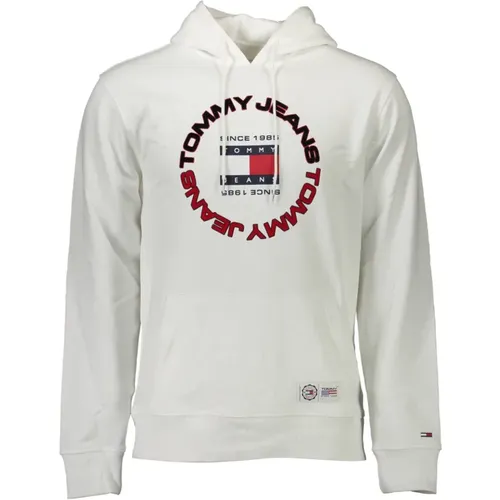 Kapuzenpullover Weiß Bestickt Druck Logo , Herren, Größe: L - Tommy Hilfiger - Modalova