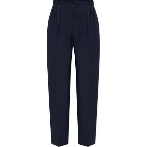 Wool pleat-front Trousers with logo , male, Sizes: W36, W40, W38 - Kenzo - Modalova