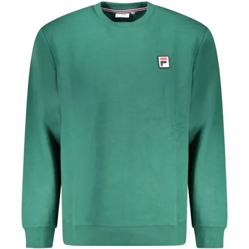 Grüner Baumwoll-Sweatshirt mit Logo-Applikation , Herren, Größe: S - Fila - Modalova