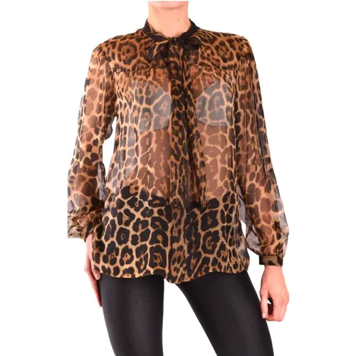 Leopard-print Silk Blouse , female, Sizes: L - Saint Laurent - Modalova