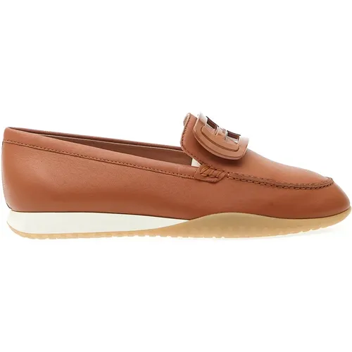 Beige Lederloafer für Frauen , Damen, Größe: 37 EU - Hogan - Modalova