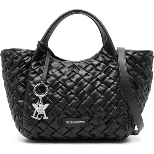 Interwoven Bag with Logo Charm , female, Sizes: ONE SIZE - Emporio Armani - Modalova