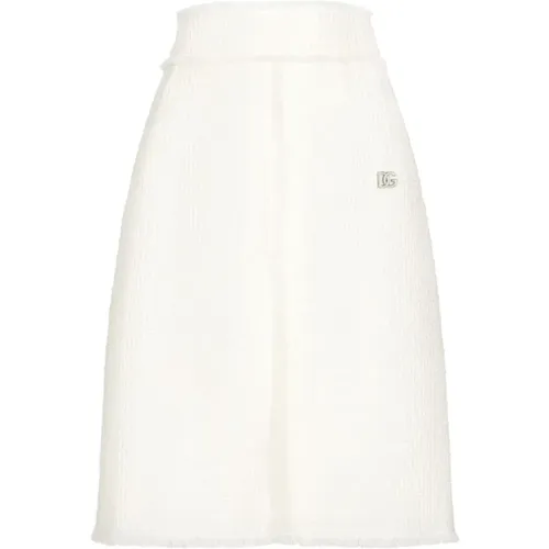 Cream Tweed Skirt , female, Sizes: S, XS, M - Dolce & Gabbana - Modalova