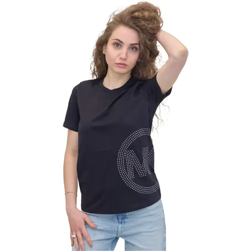 T-shirt with printed logo and rhinestones , female, Sizes: XS - Michael Kors - Modalova
