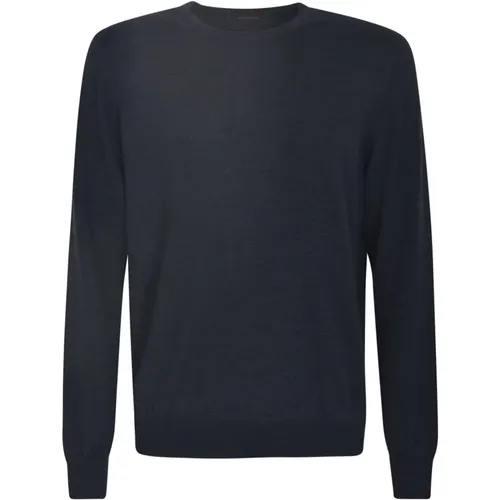 Blaue Sweaters mit Girocollo Rasato , Herren, Größe: 4XL - Tagliatore - Modalova