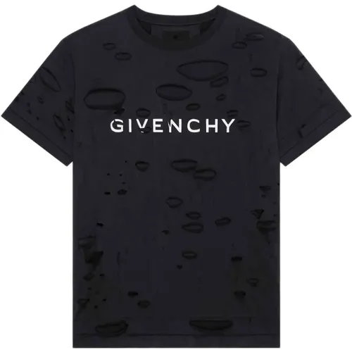 Zerstörter Effekt Creweck T-shirts und Polos , Herren, Größe: S - Givenchy - Modalova