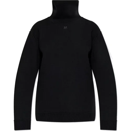 Rollkragenpullover mit gesticktem Logo - Courrèges - Modalova