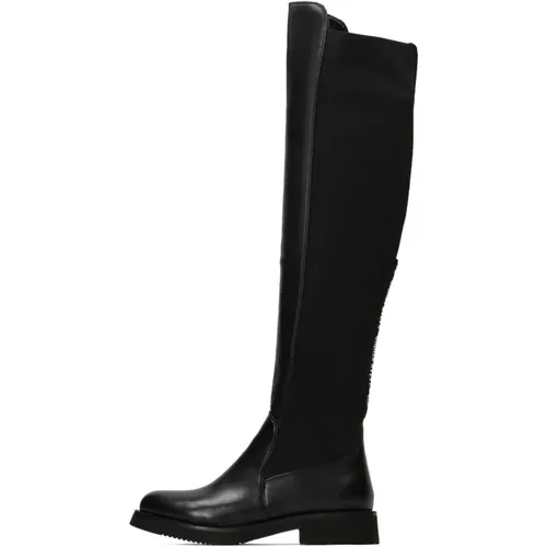 Schwarze Leder-Overknee-Stiefel für Damen , Damen, Größe: 41 EU - Kazar - Modalova