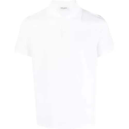 Cotton Short Sleeve Polo with Monogram Logo , male, Sizes: M, XL, L, S - Saint Laurent - Modalova