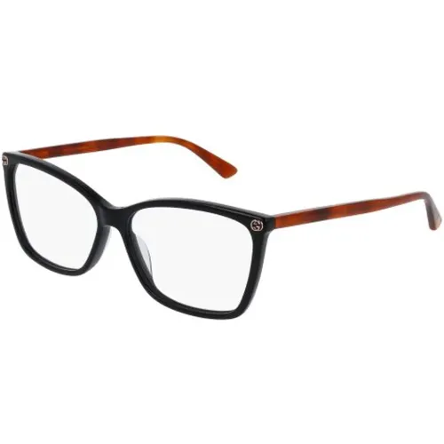 Schwarze Havana Transparente Brille , unisex, Größe: 56 MM - Gucci - Modalova