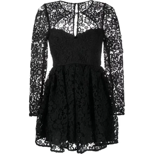 Lace tie-neck mini dress , female, Sizes: S, XS - Self Portrait - Modalova